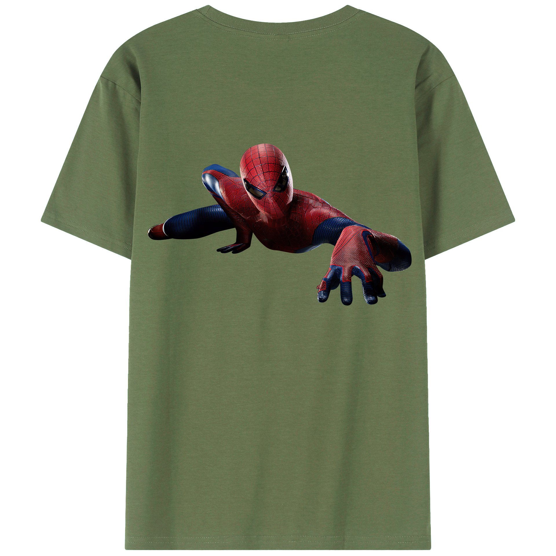 （画像用） Spider Man スパイダーマン 綿100％ メンズ半袖Tシャツ（バックプリント） 通気性